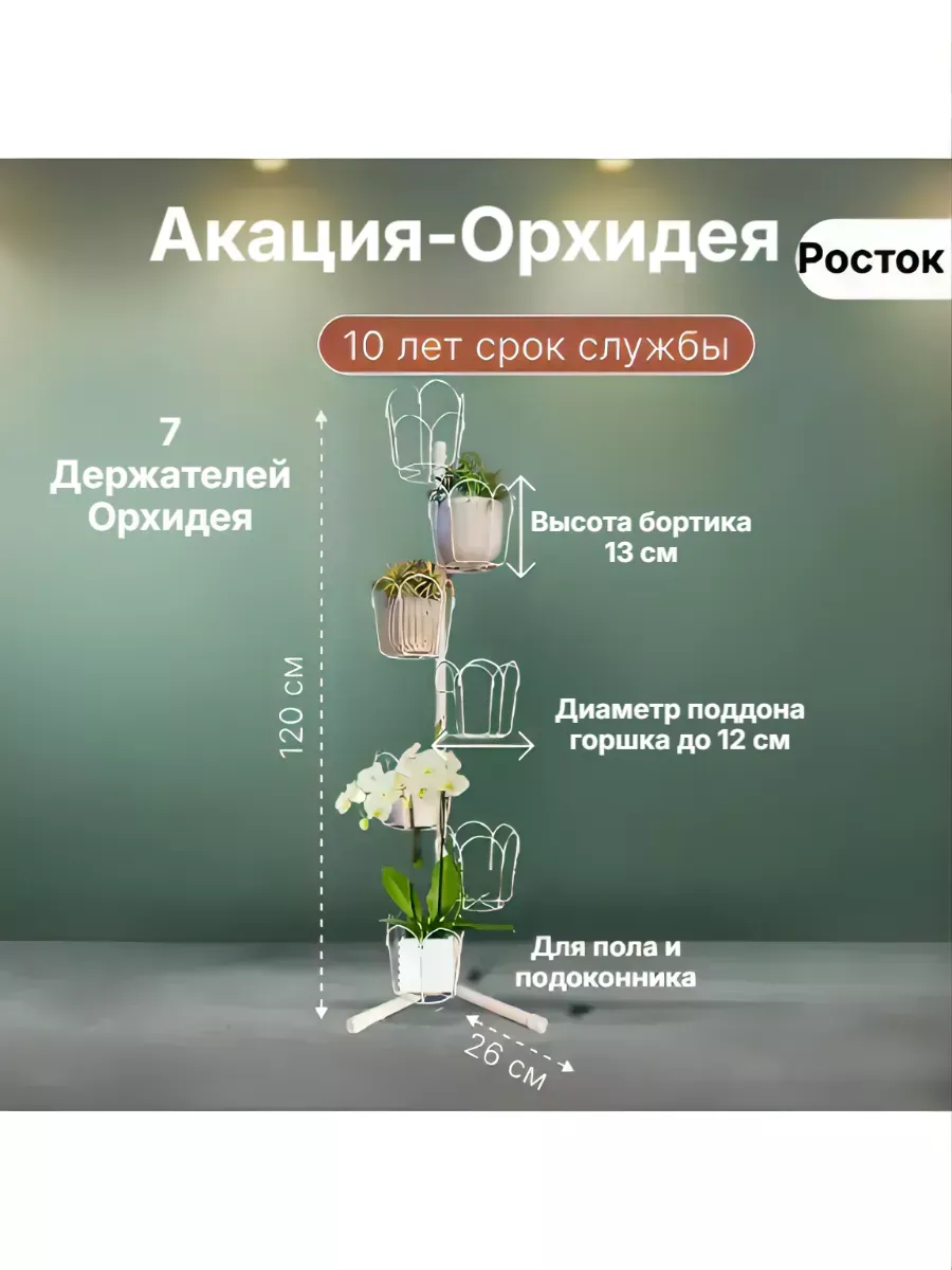 Угловая оконная подставка Акация на 7 горшков (Орхидея)